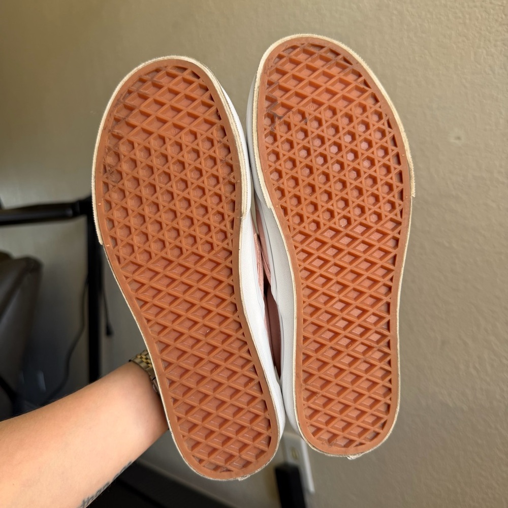 Vans Classic Slip-On Checkerboard Satin Light Pink Shoe - Picture 3 of 12